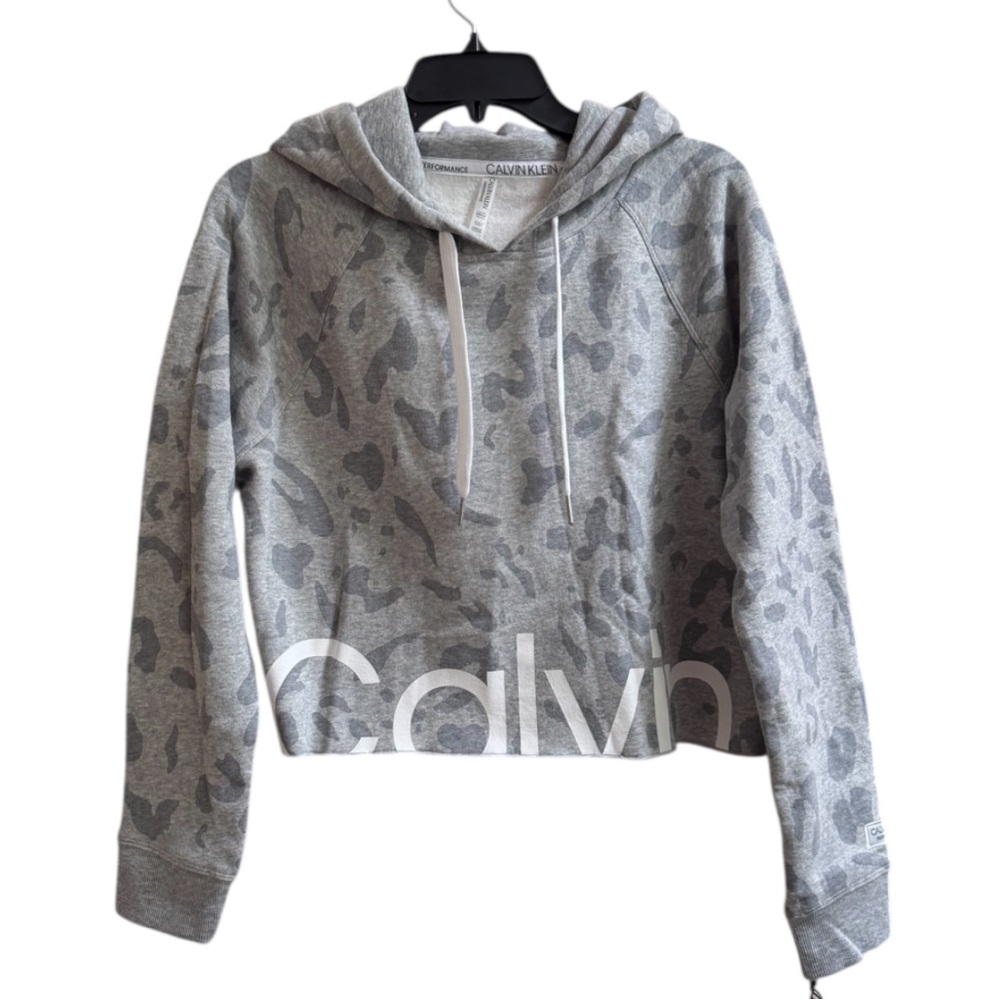 Calvin Klein Womens Performance Crop Logo Hooded Pullover Retails $59.50